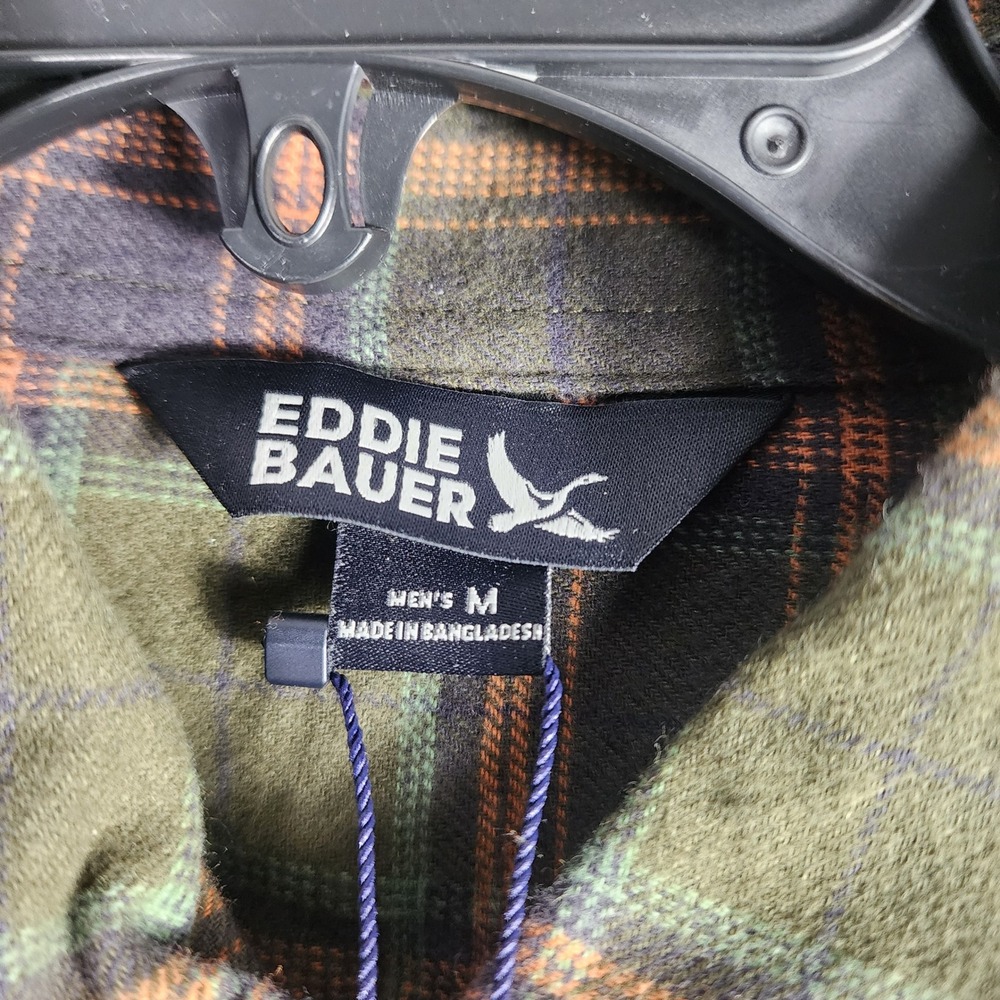 Eddie Bauer Men Plaid Flannel Shirt Green Size Medium M Long Sleeve Button Down - Picture 6 of 7